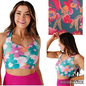 NWT! Pro Performance Oasis Floral Print Scoop Neck Wicking Longline Sports Bra